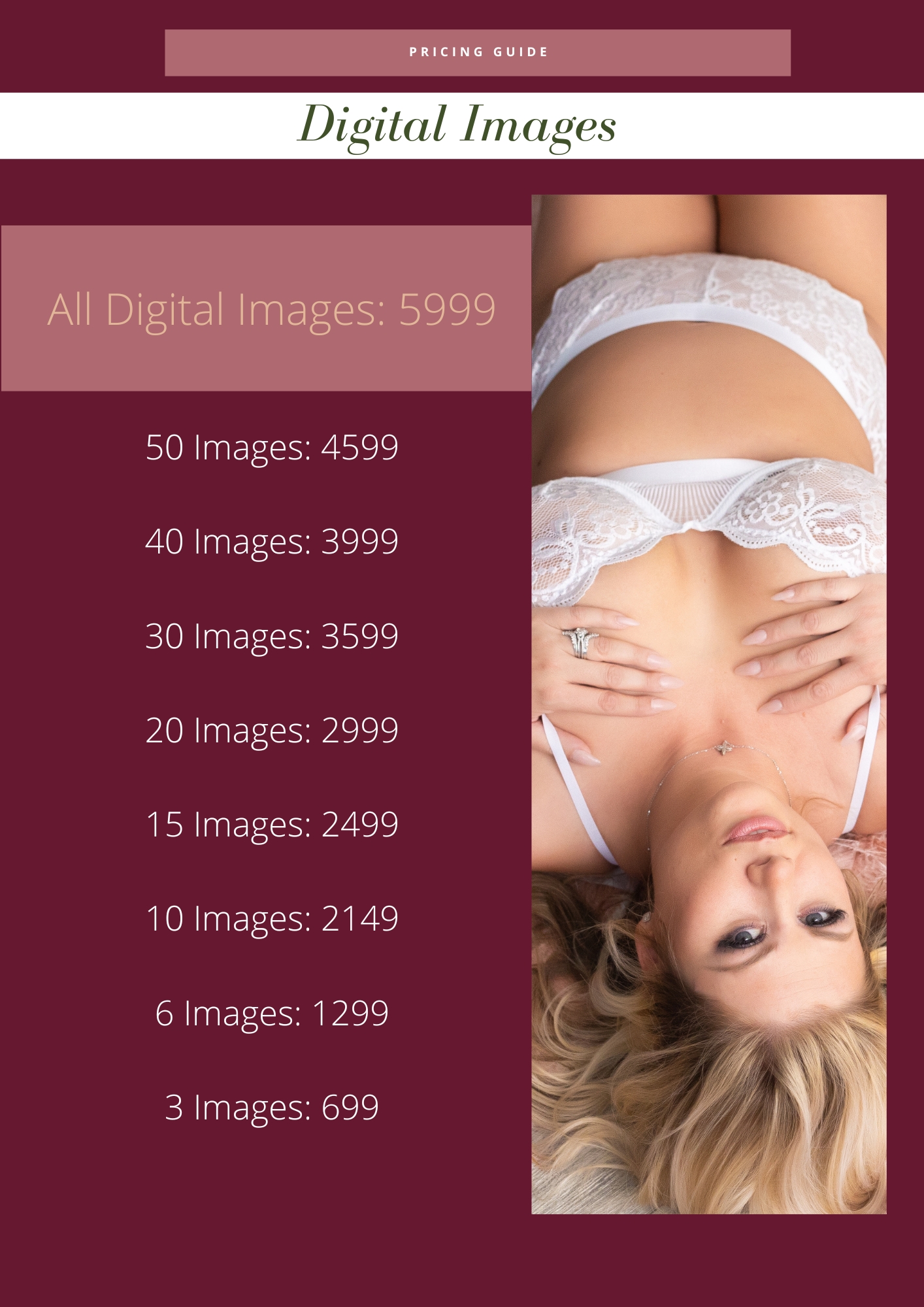 Luxury Denver Boudoir Photography Pricing Guide - Digital Images