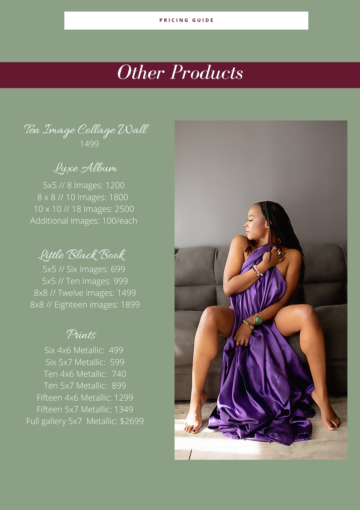 Luxury Denver Boudoir Photography Pricing Guide - Printed Products